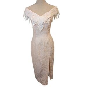 Vintage Jessica McClintok/Gunne Sax Lace Dress Jacquard‎ Formal Gown Sz 9/10